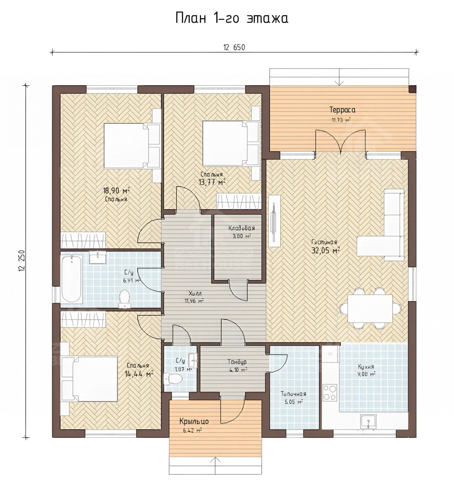 Каркасный дом, проект №310 - планировка