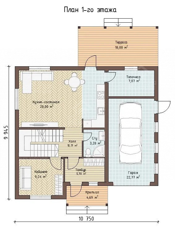 Каркасный дом, проект №318 - планировка