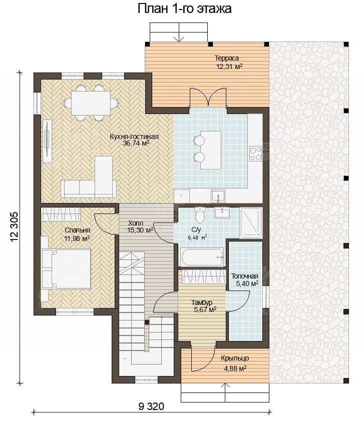 Каркасный дом, проект №319 - планировка