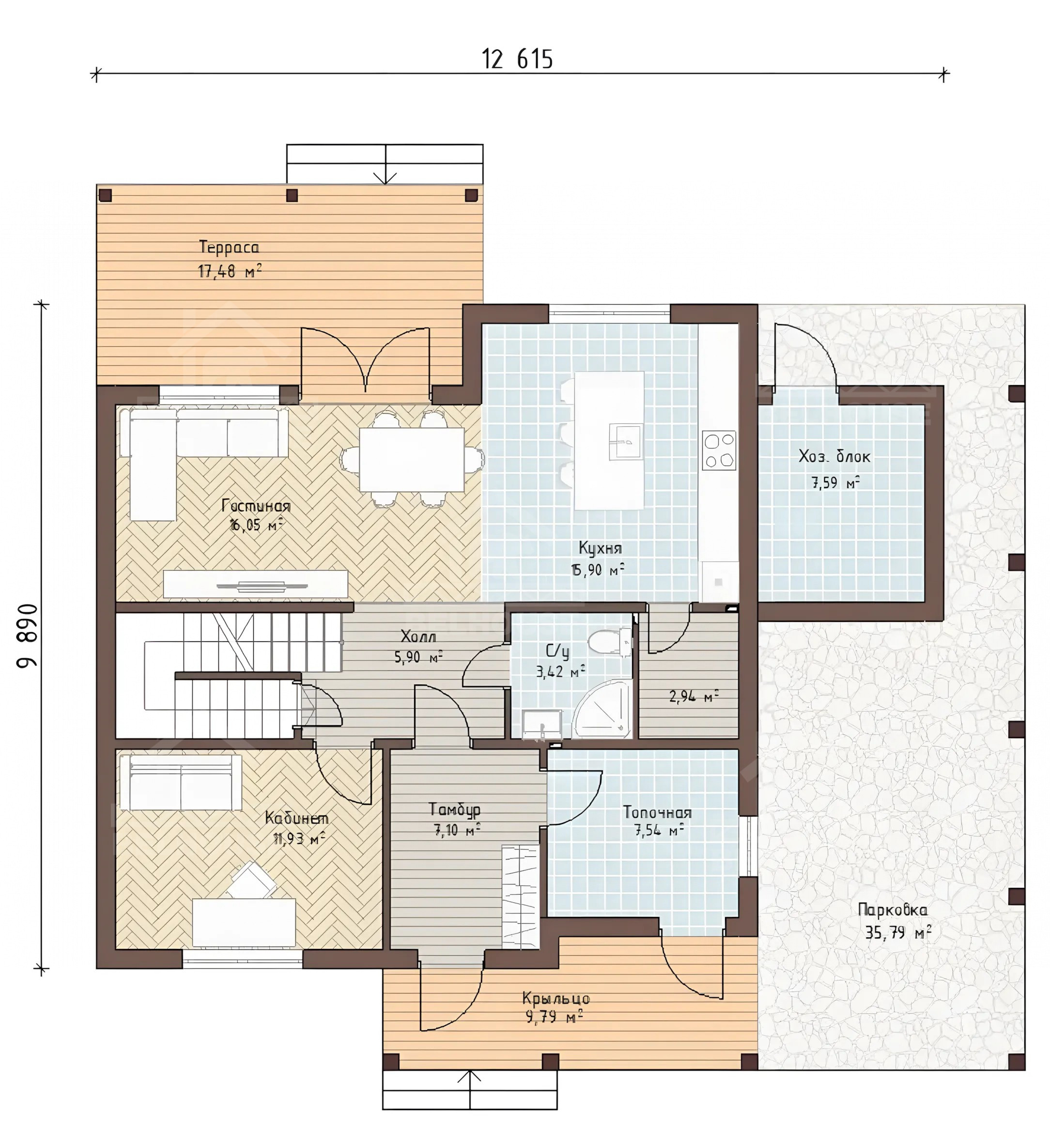 Каркасный дом, проект №320 - планировка