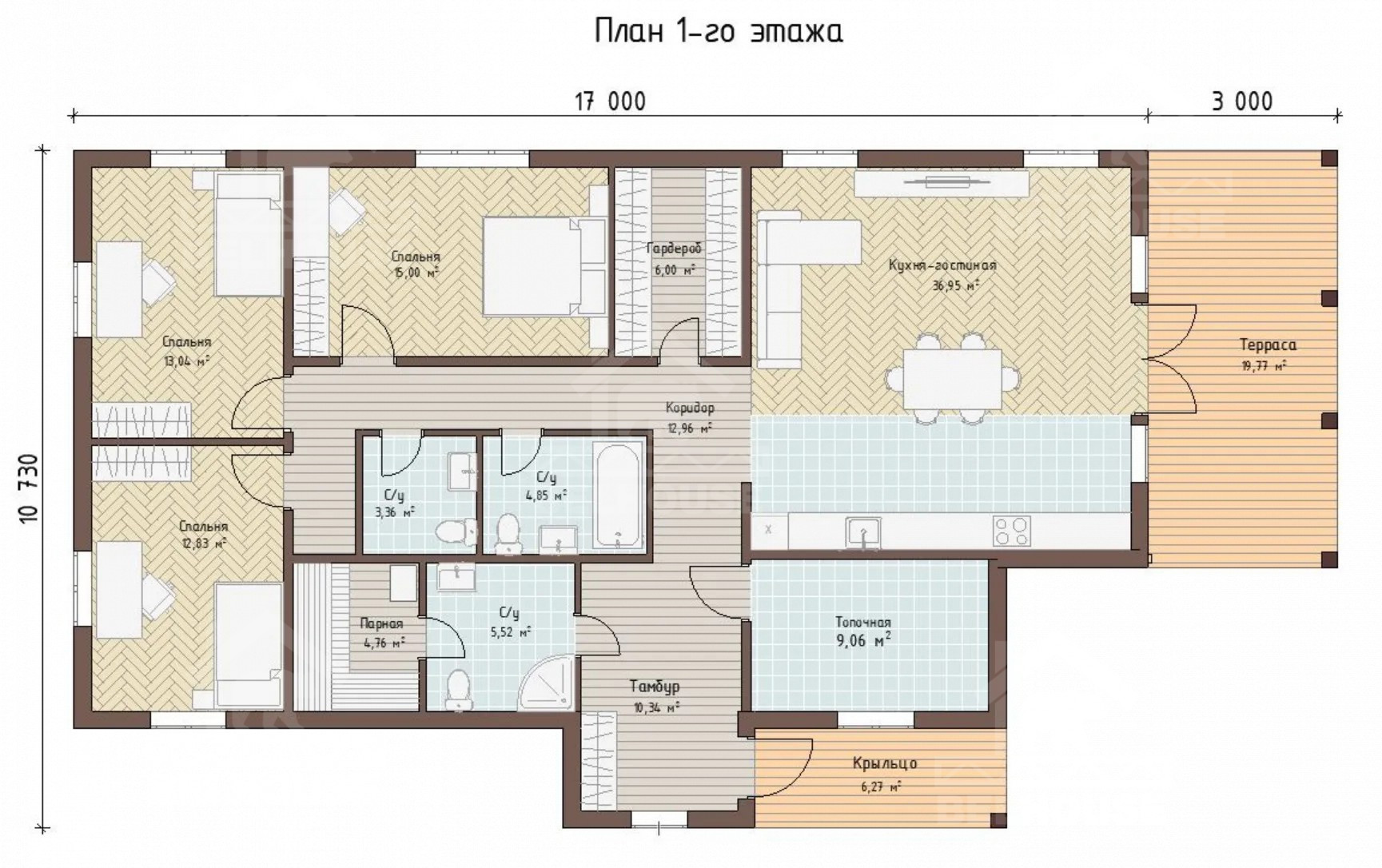 Дом из газобетона, проект №322к - планировка