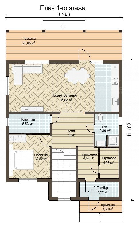 Каркасный дом, проект №324 - планировка