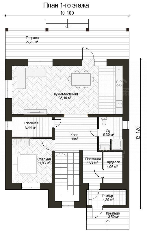 Дом из газобетона, проект №324к - планировка