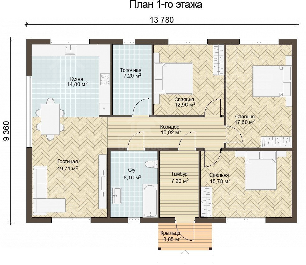 Каркасный дом, проект №325 - планировка