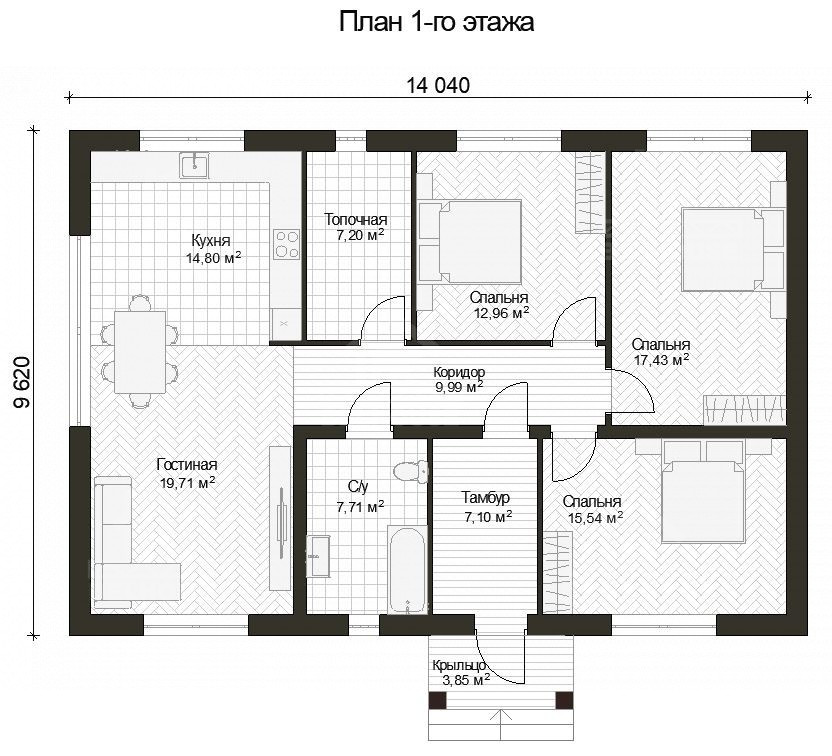 Дом из газобетона, проект №325к - планировка