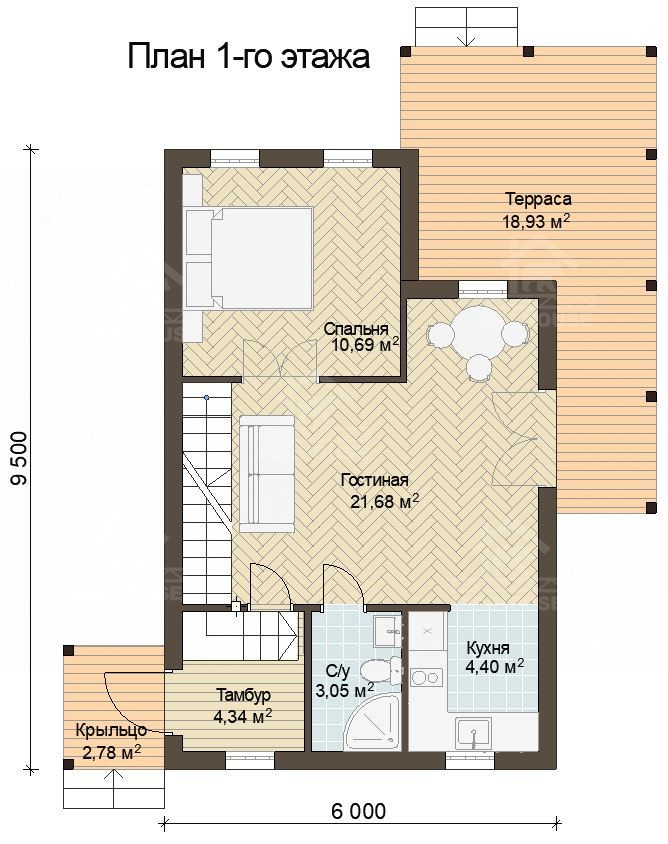 Каркасный дом, проект №326 - планировка