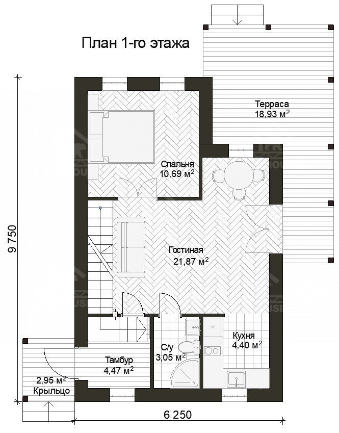 Дом из газобетона, проект №326к - планировка
