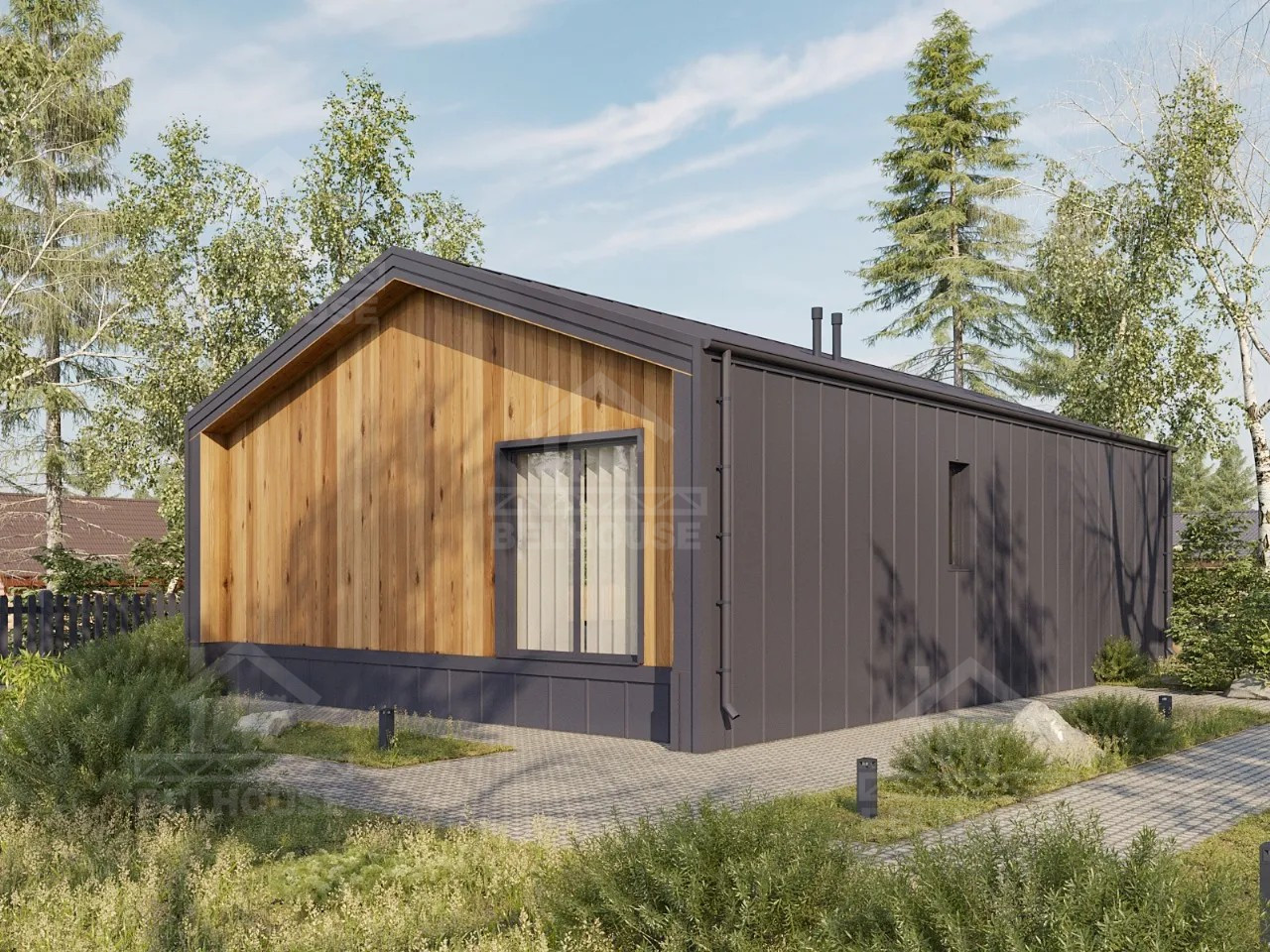 Барнхаус из газобетона, проект №327к