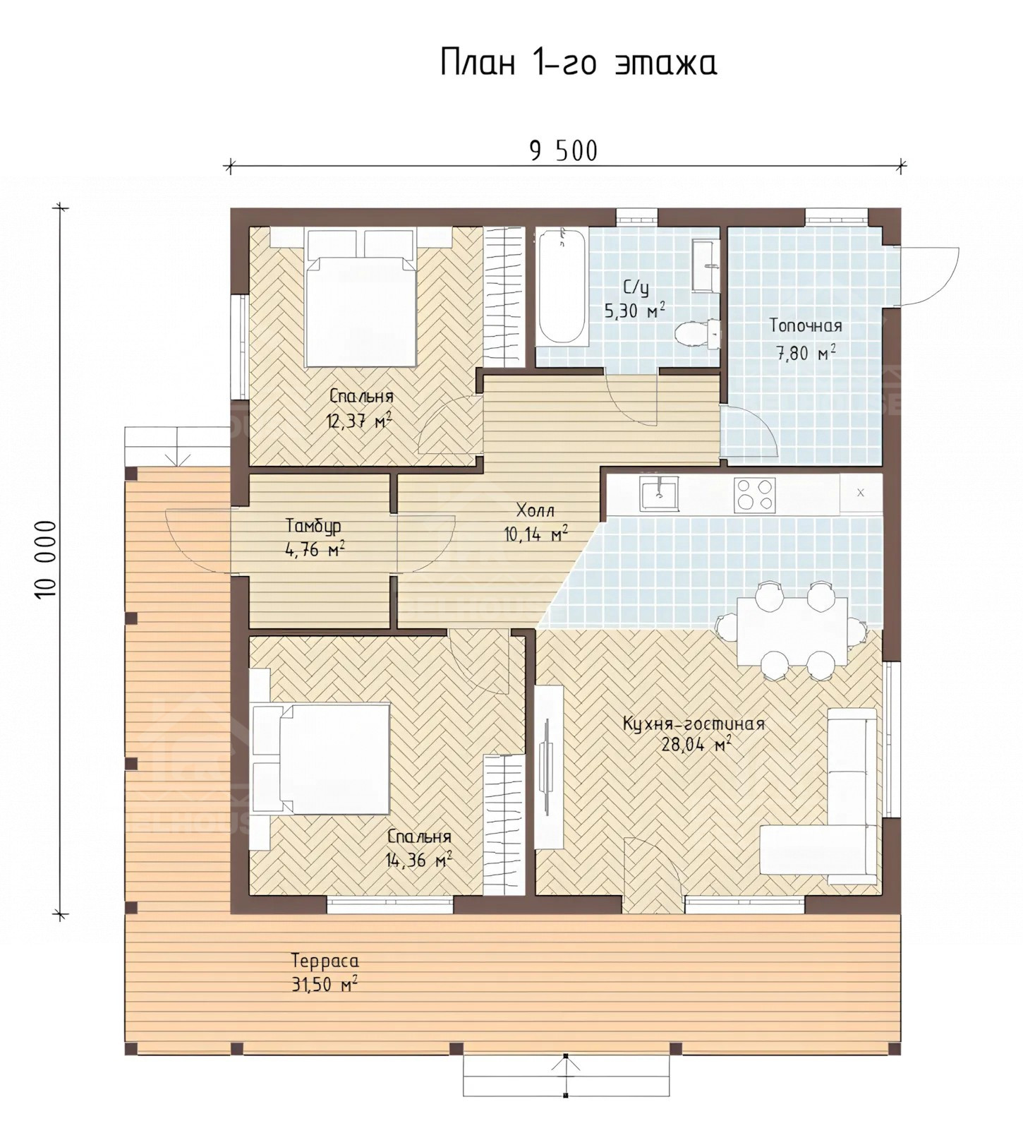 Каркасный дом, проект №334 - планировка