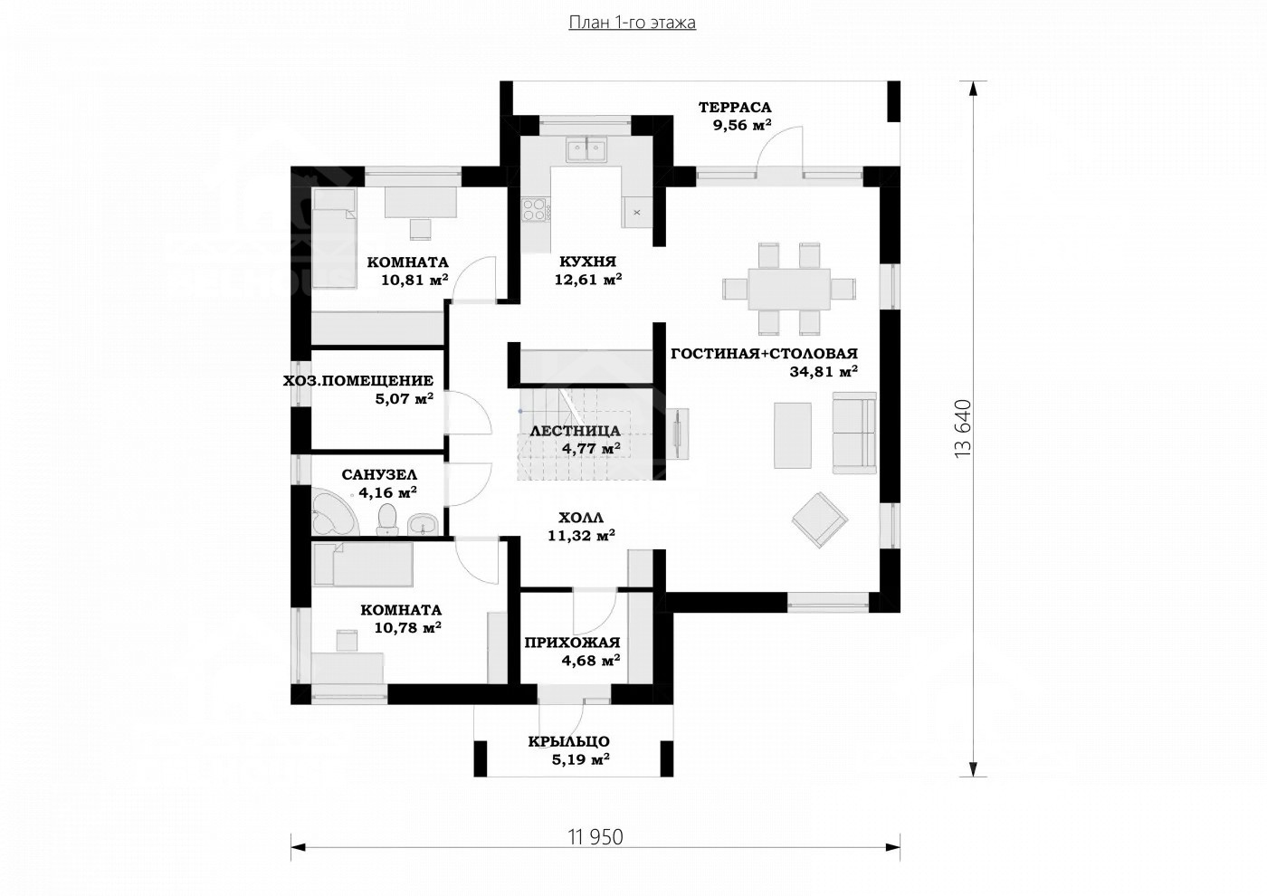 Каркасный дом, проект №336 - планировка