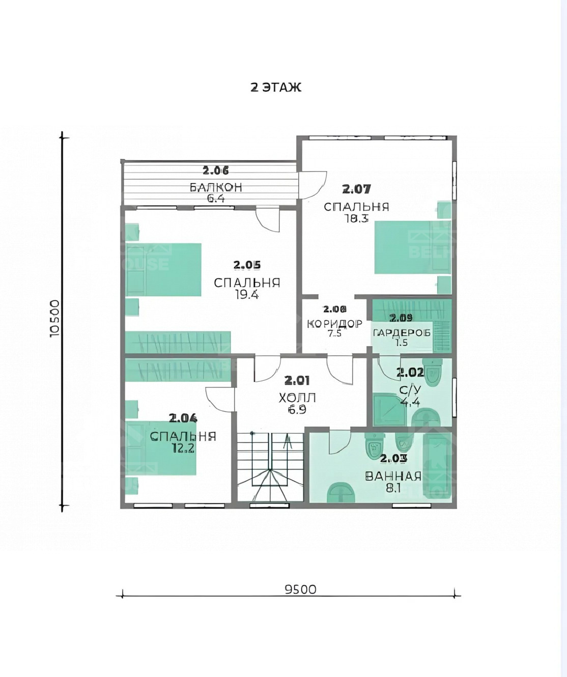 Каркасный дом, проект №338 - планировка