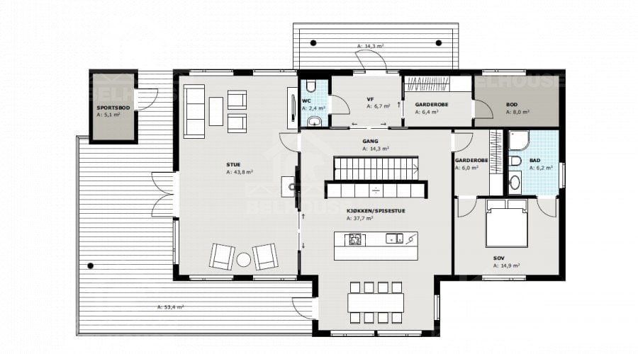 Каркасный дом, проект №347 - планировка