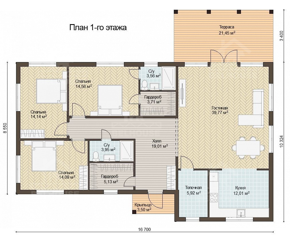 Каркасный дом, проект №353 - планировка