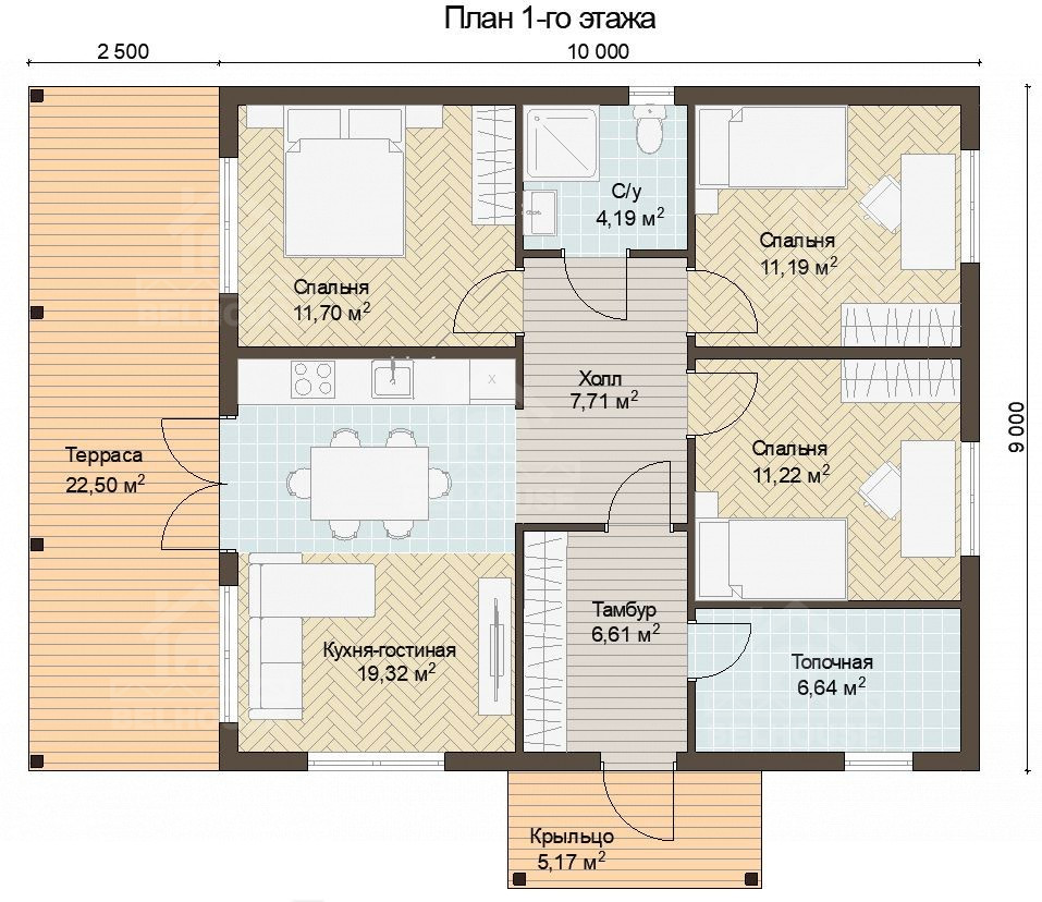Каркасный дом, проект №357 - планировка