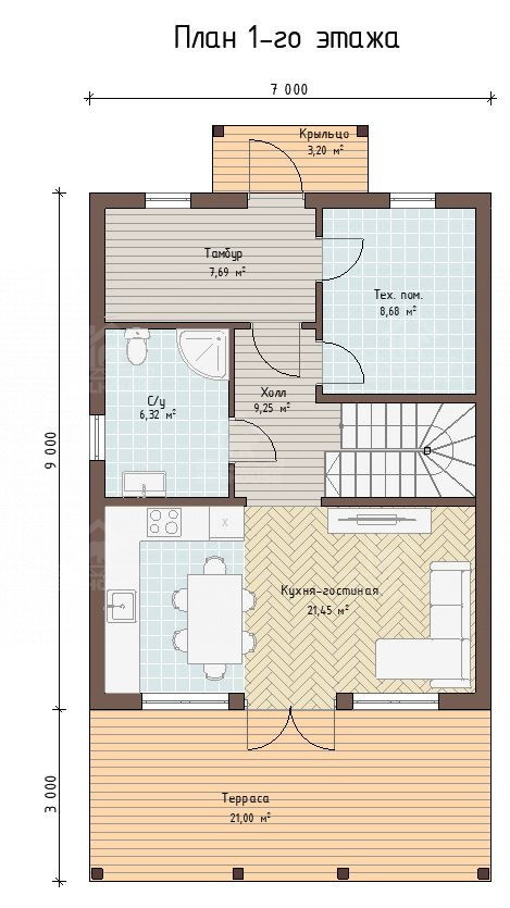 Каркасный дом, проект №360 - планировка