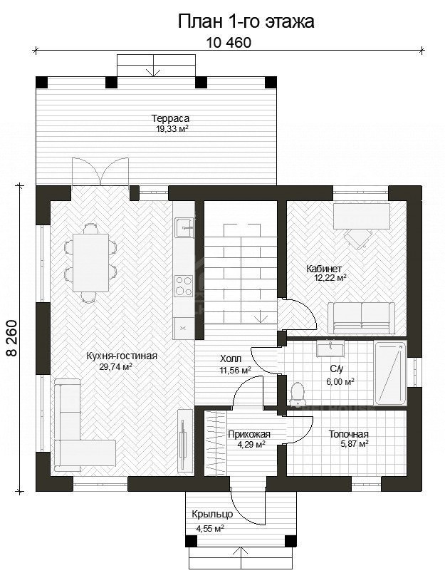 Дом из газобетона, проект №361к - планировка