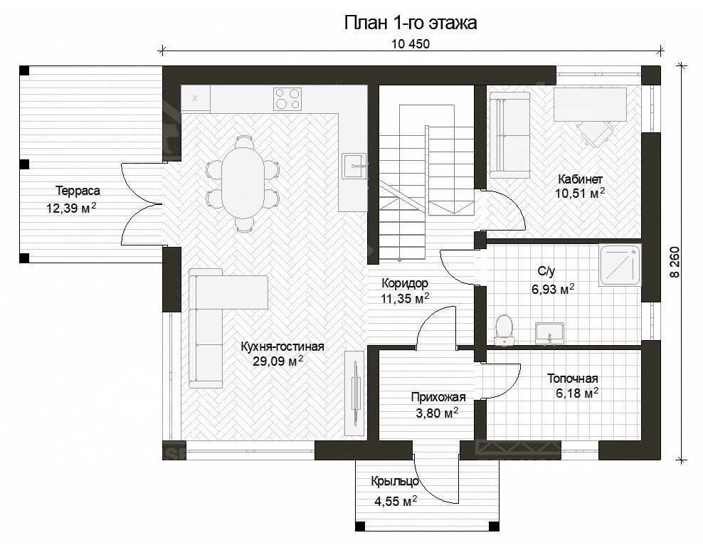 Дом из газобетона, проект №367к - планировка