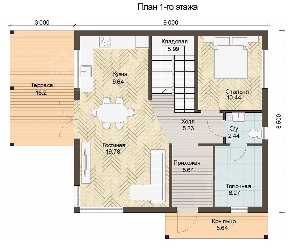 Каркасный дом, проект №368 - планировка