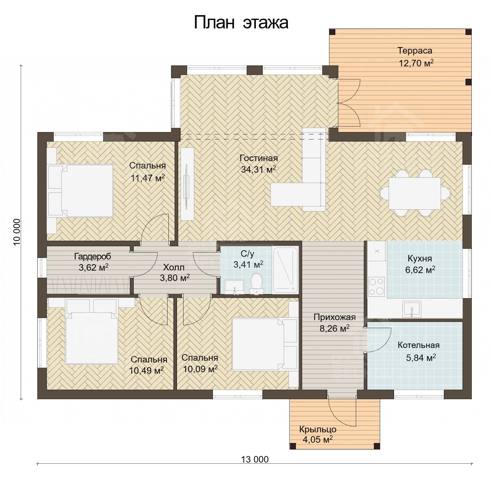 Каркасный дом, проект №377 - планировка