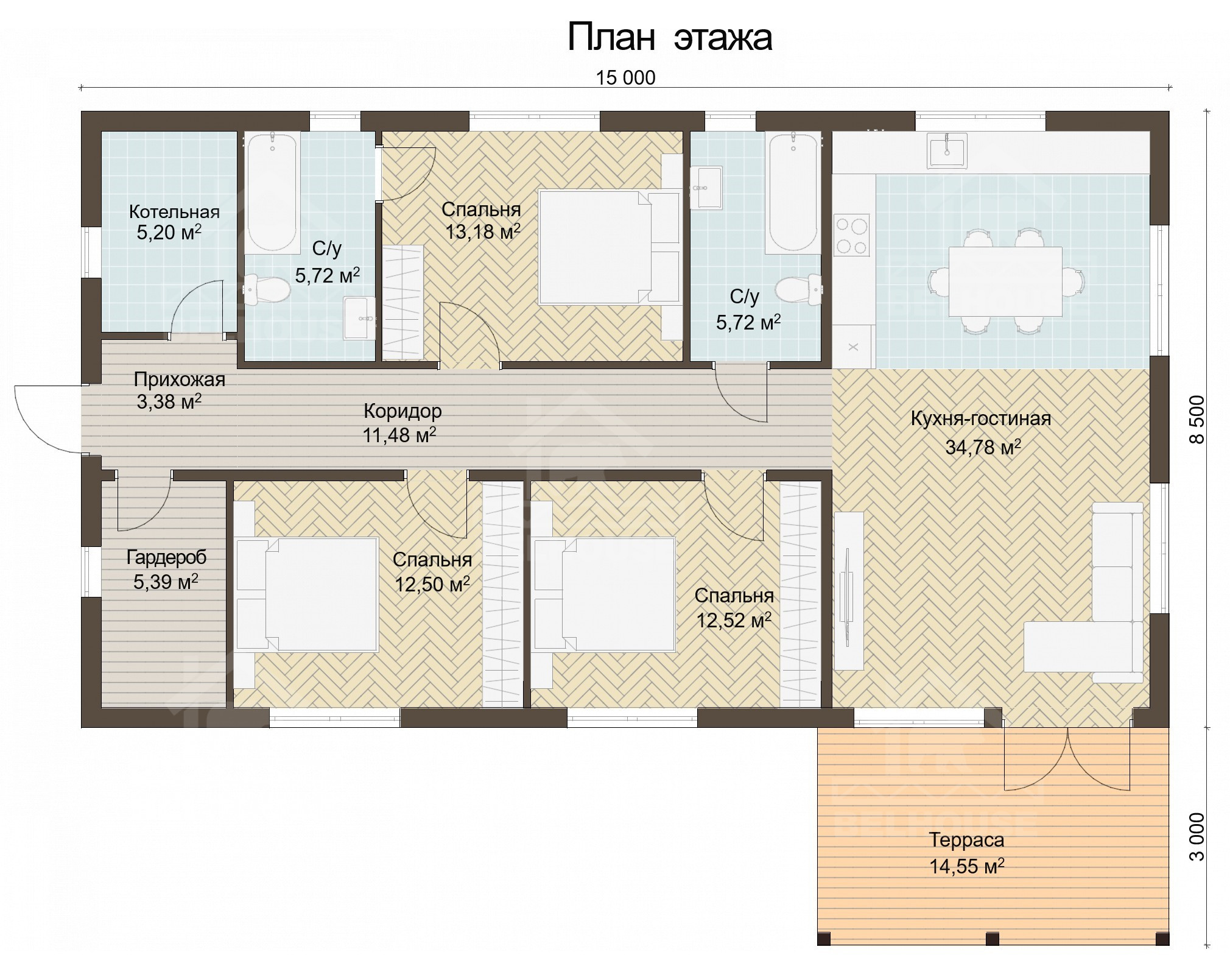 Каркасный дом, проект №378 - планировка