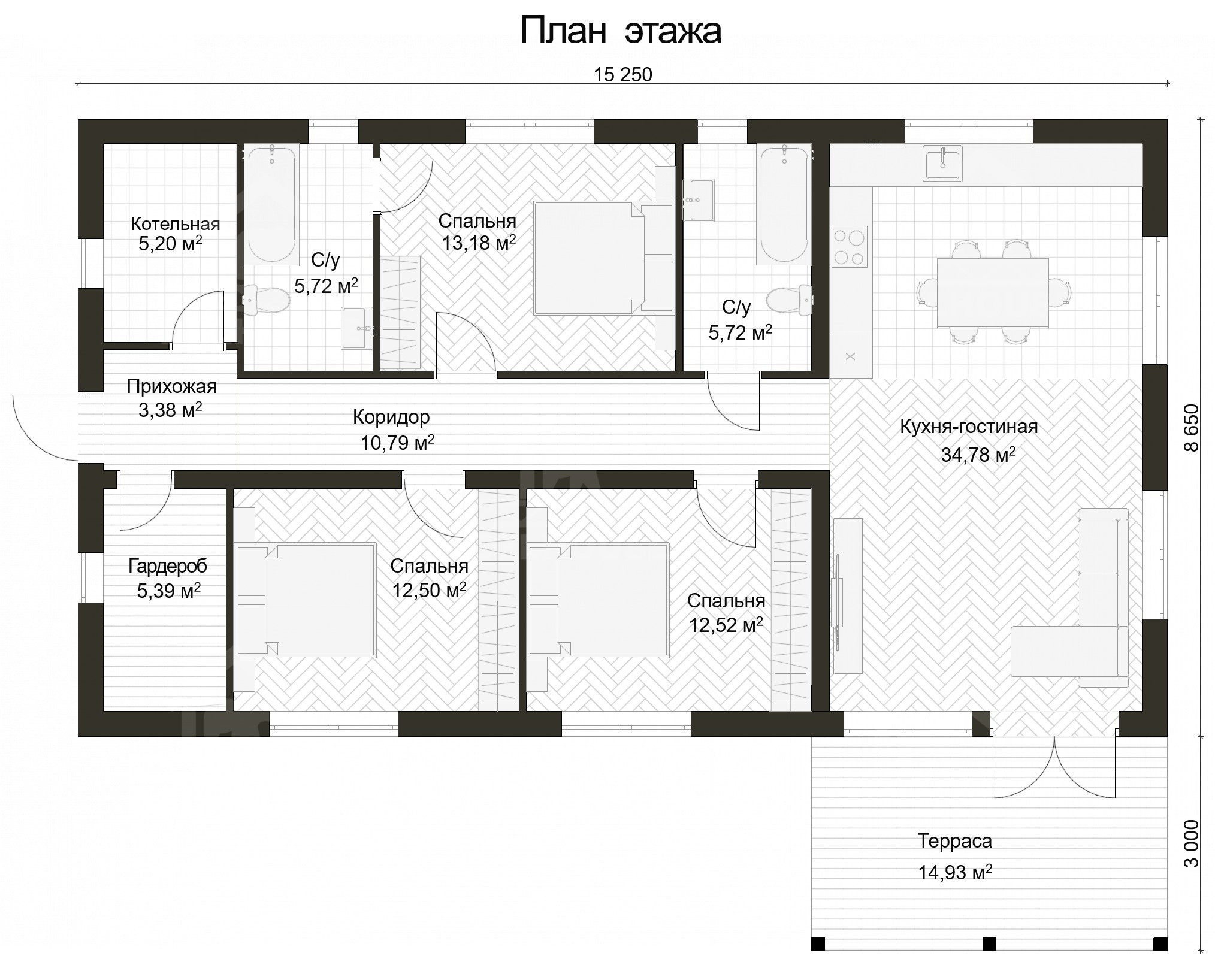 Дом из газобетона, проект №378к - планировка
