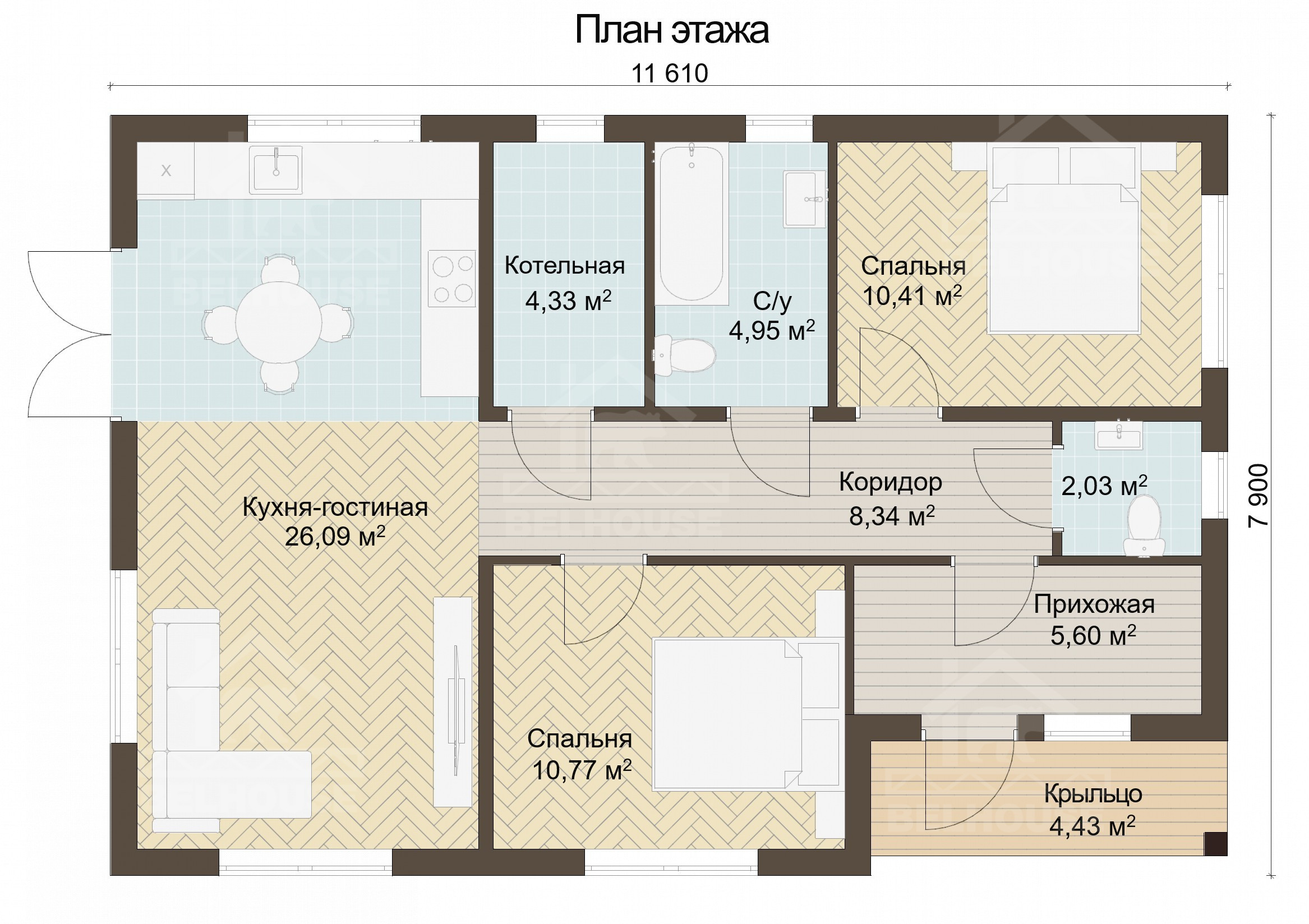 Каркасный дом, проект №379 - планировка