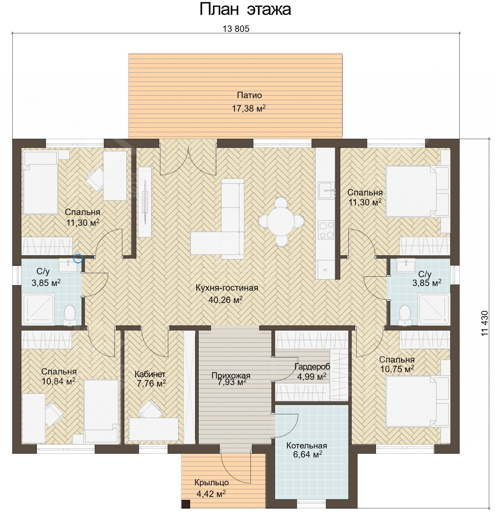 Каркасный дом, проект №381 - планировка