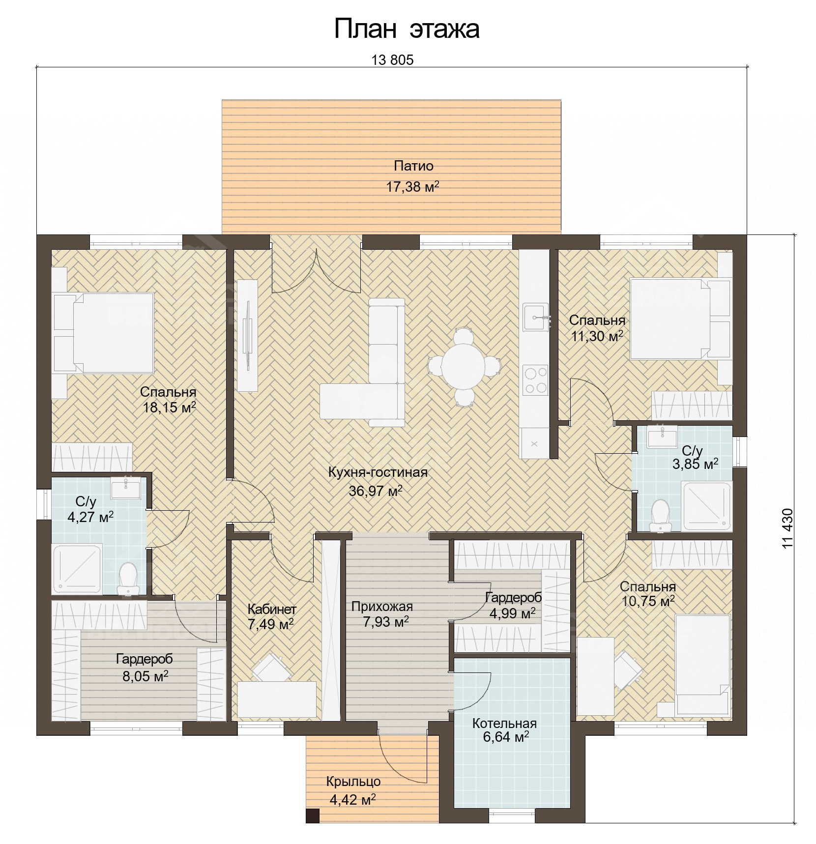 Каркасный дом, проект №382 - планировка