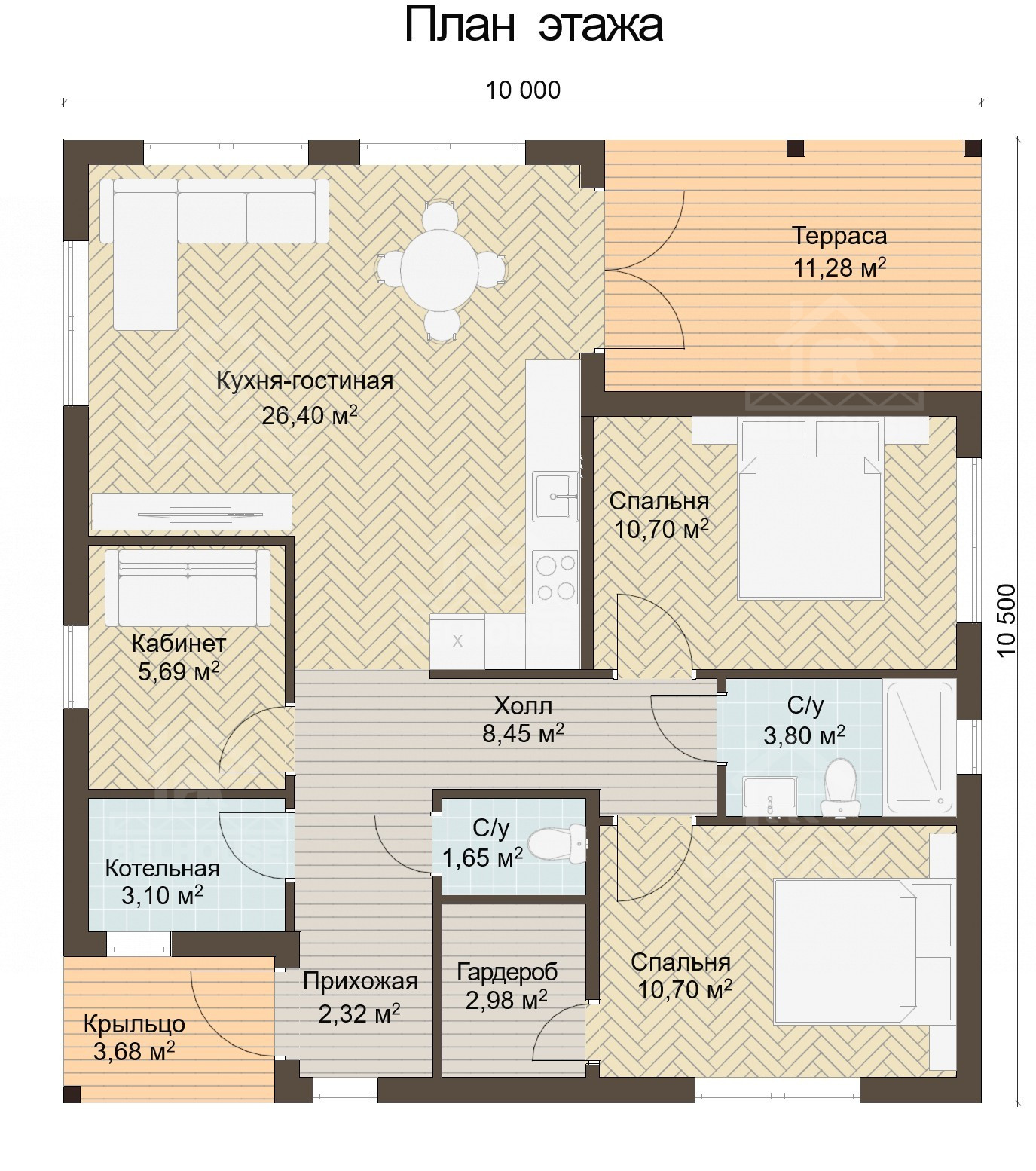 Каркасный дом, проект №383 - планировка