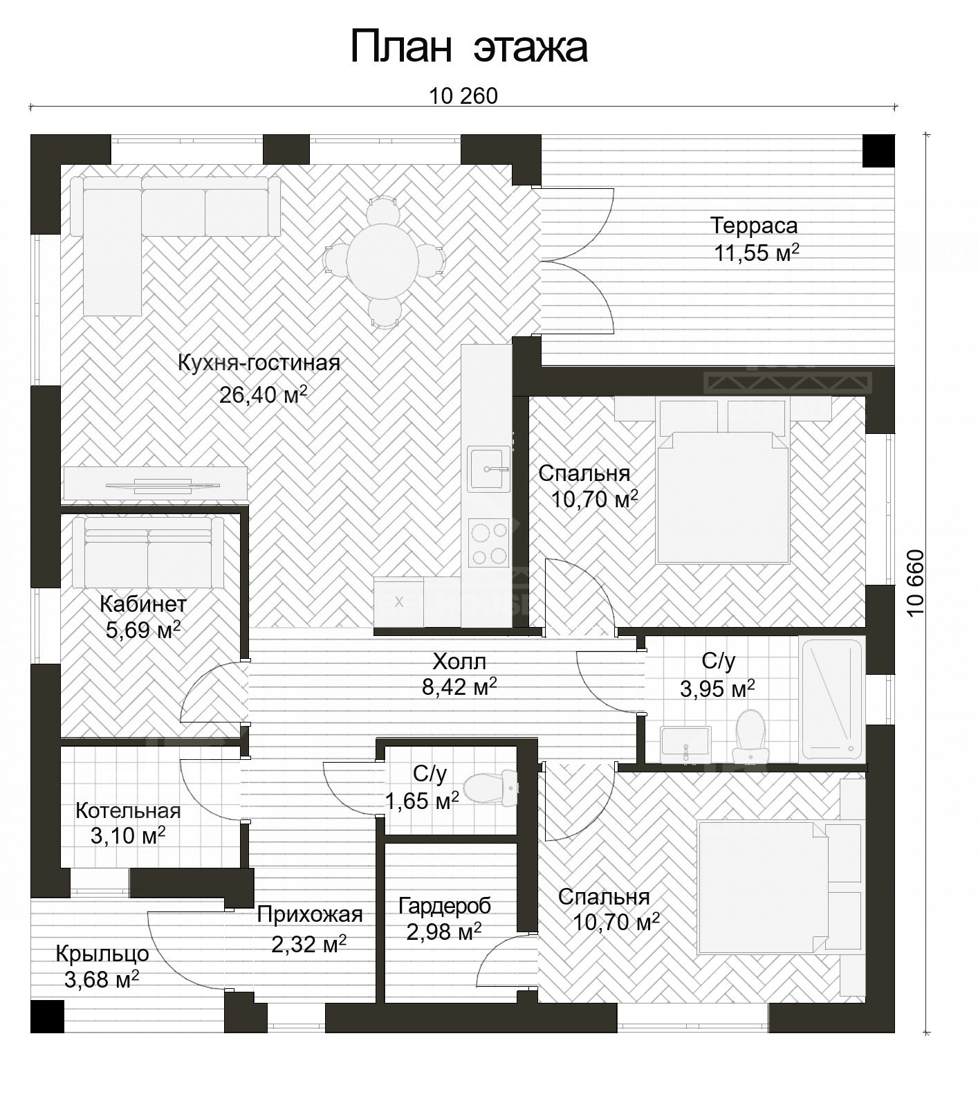 Дом из газобетона, проект №383к - планировка
