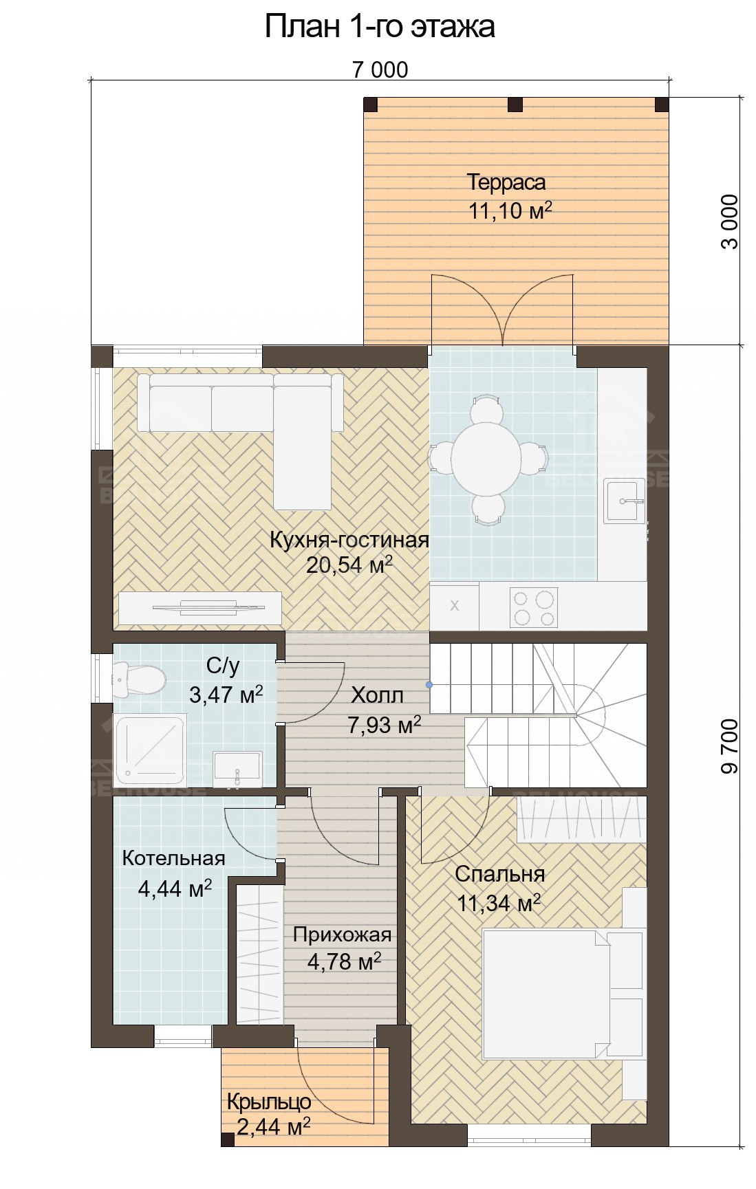 Каркасный дом, проект №384 - планировка