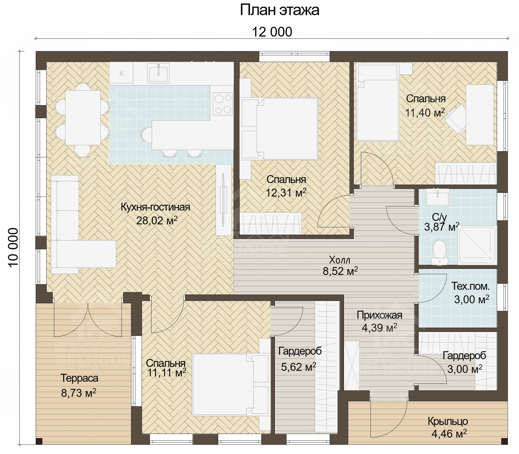 Каркасный дом, проект №7 - планировка