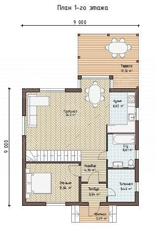 Каркасный дом, проект №81 - планировка