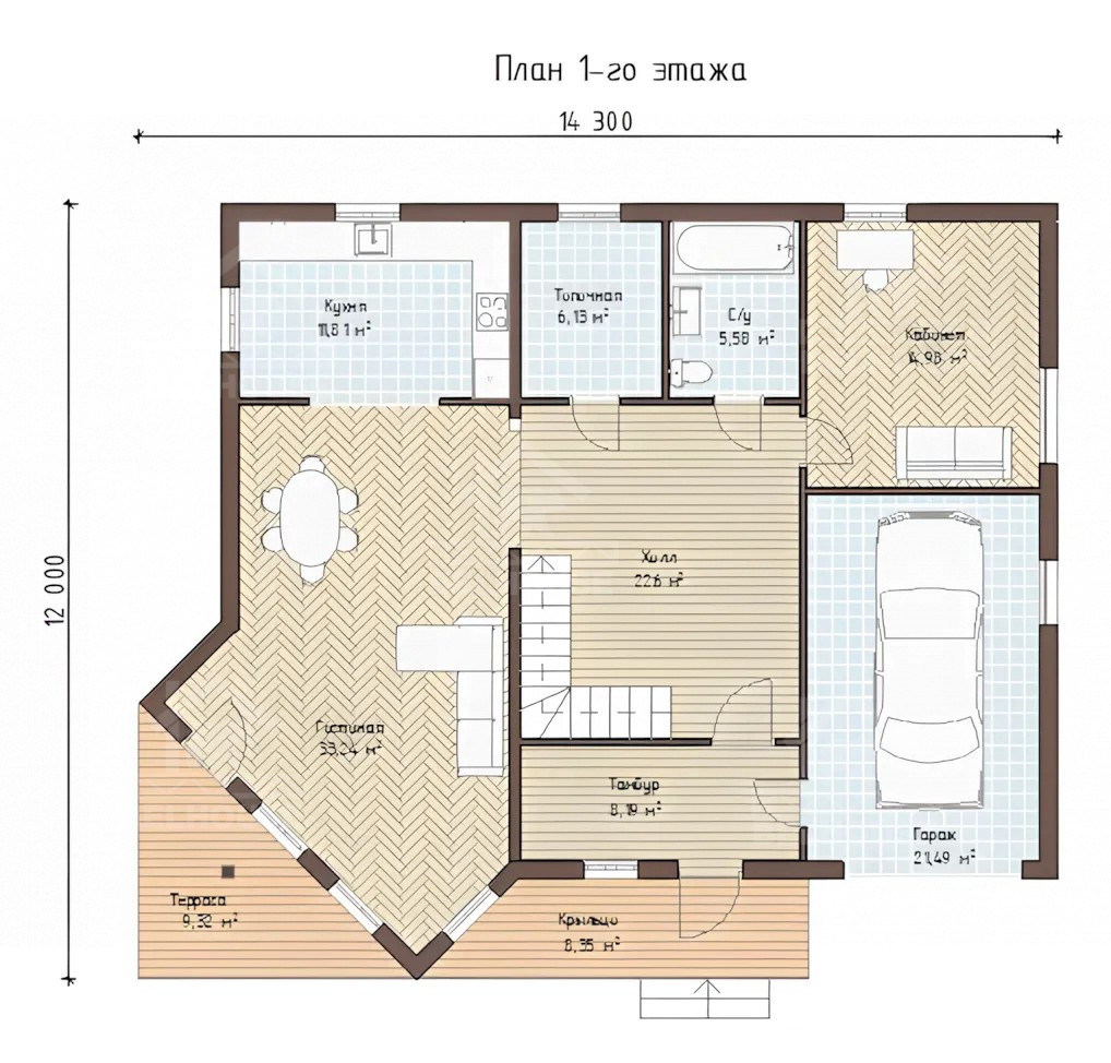 Каркасный дом, проект №95 - планировка